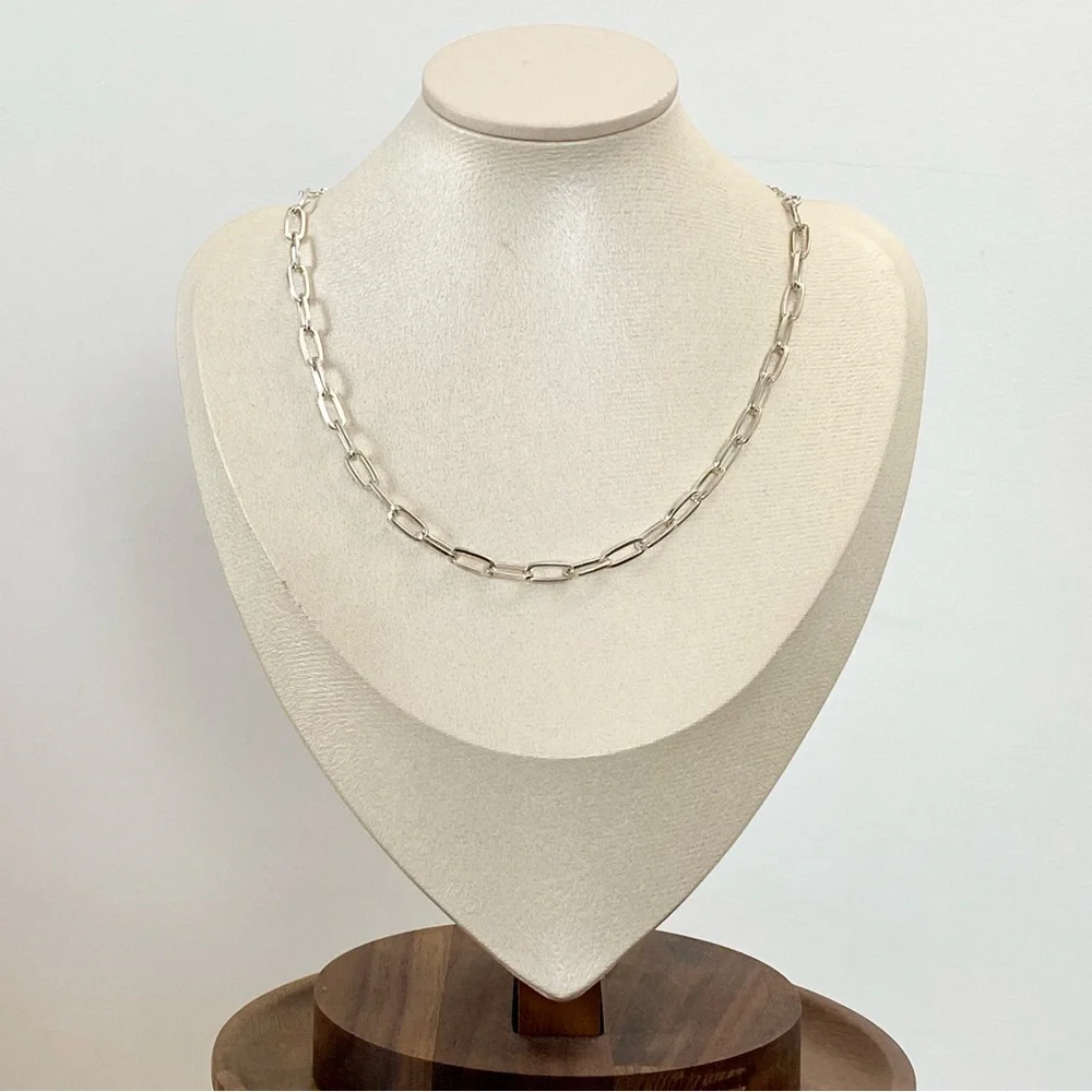 3/$20 Dainty Silver Paperclip Chain Choker Necklace - Picture 4 of 8